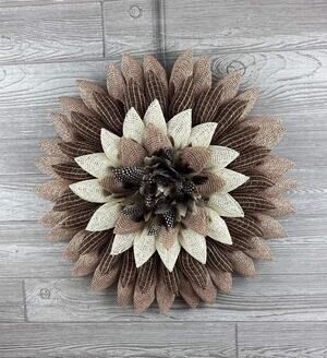 Flower Porch Decor, Large Everyday Wreath, Burlap Flower Wreath, Housewarming Gi